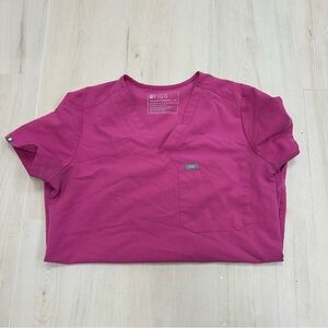 Figs Vibrant Pink Scrub Top